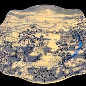 Johnson Bros Enchanted Garden Blue 12” Oval serving platter